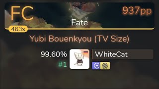 [9.19⭐] WhiteCat | Nogizaka46 - Yubi Bouenkyou (TV Size) [Fate] +HDDT 99.60% {#1 937pp FC} - osu!