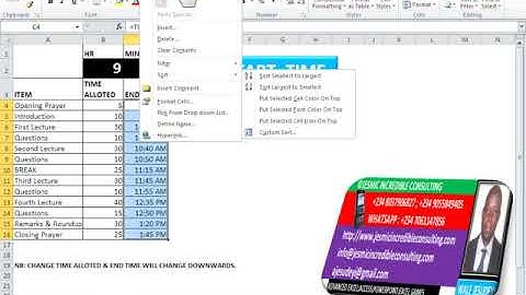 TIME SCHEDULE VIA EXCEL By Jesmic Incredible Consulting