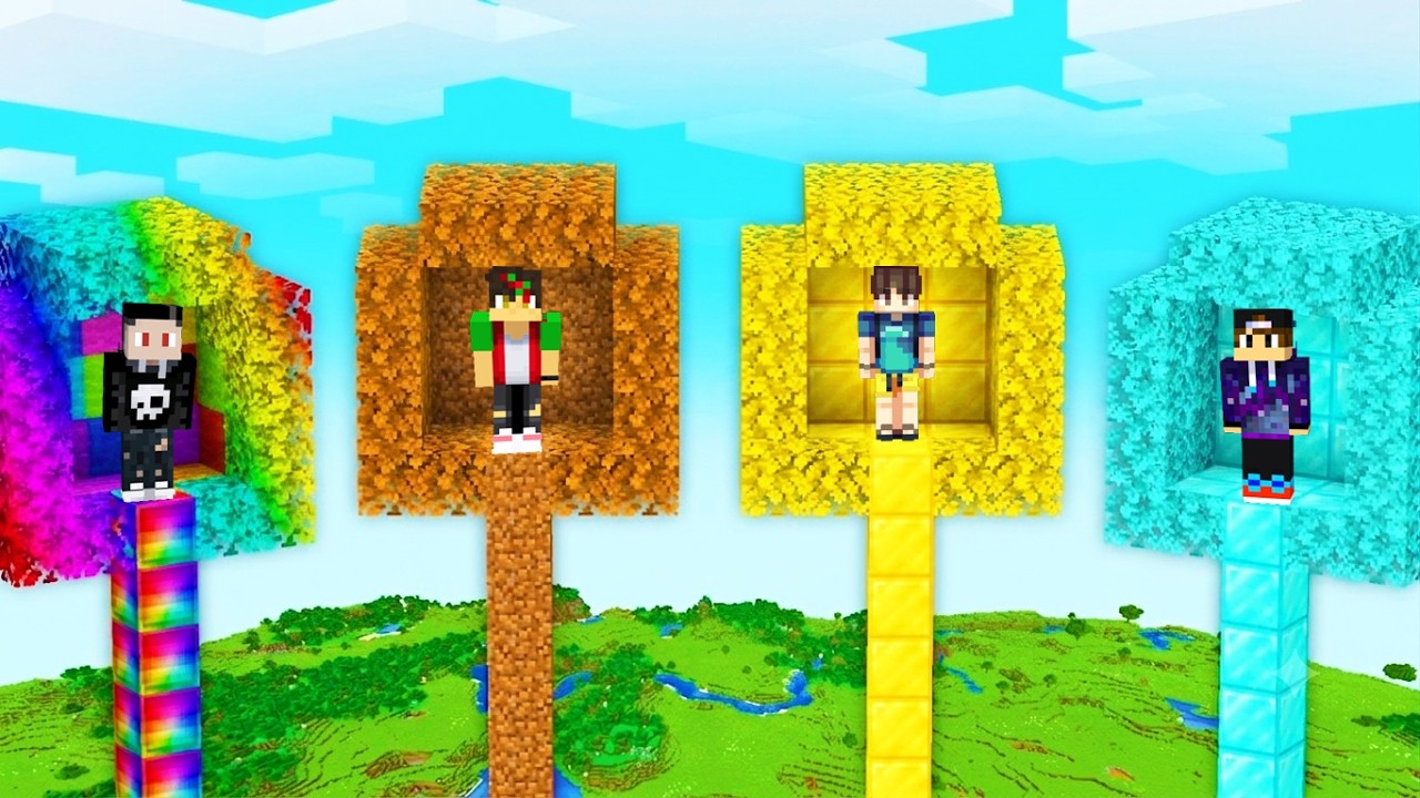 NOOB VS PRO TREEHOUSE BUILD IN MINECRAFT
