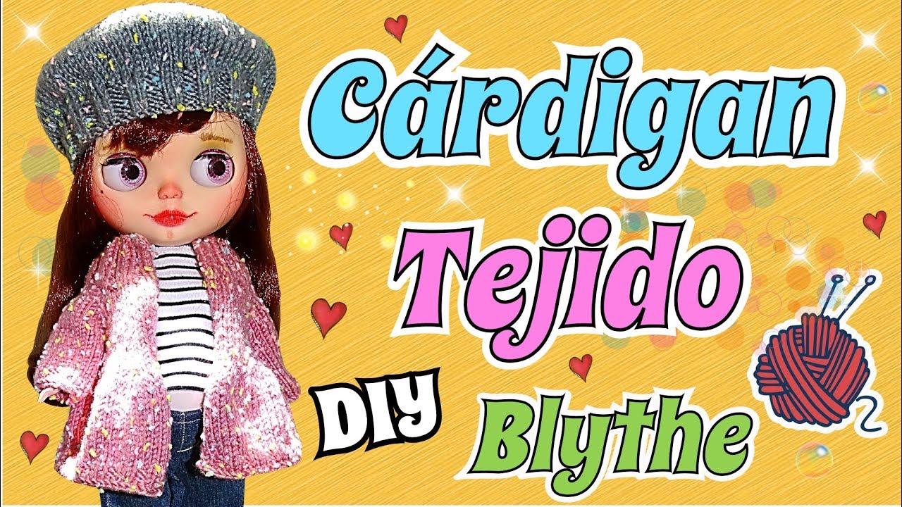 DIY Como hacer Cardigan tejido para Muñecas Blythe curvy Tutorial Facil 2 agujas