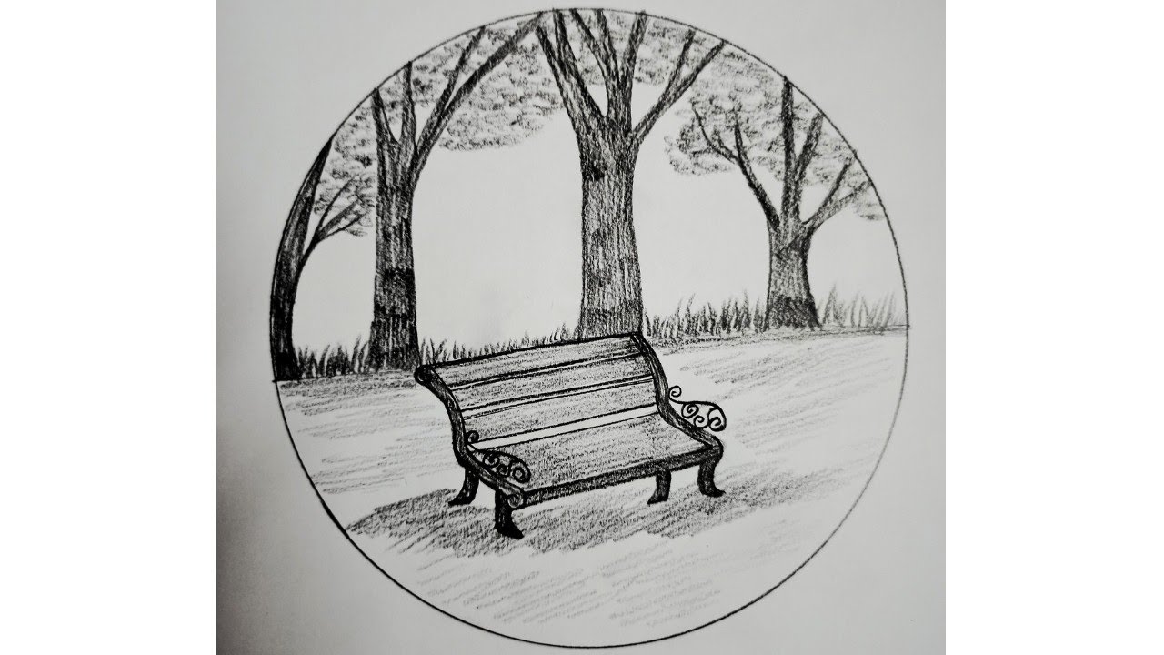 A Single Bench | Easy Drawing Tutorial |Easy and Simple Landscape Drawing Step by Step for Beginners