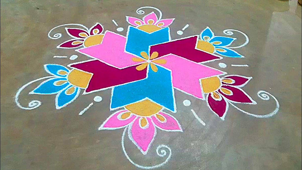 anika creative's latest color rangoli/simple dots rangoli