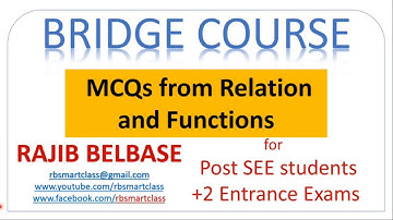 Relation and Functions(MCQs) || Bridge Course(+2 Entrance) || RB Smart Class