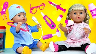 Vauvanuket ja baby Annabell -nukkelääkäri - Lasten leikkejä ensiapupakkauksella