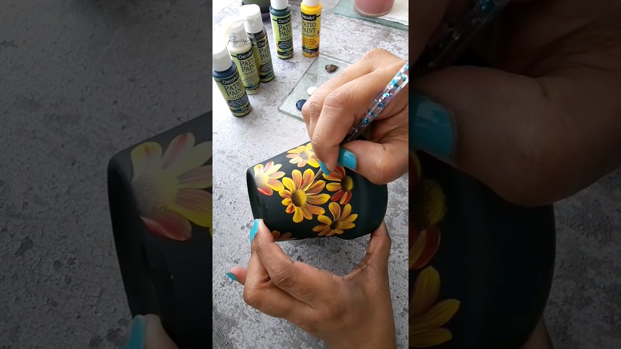 💛 How to paint on terracotta pot easy diy decore #shorts