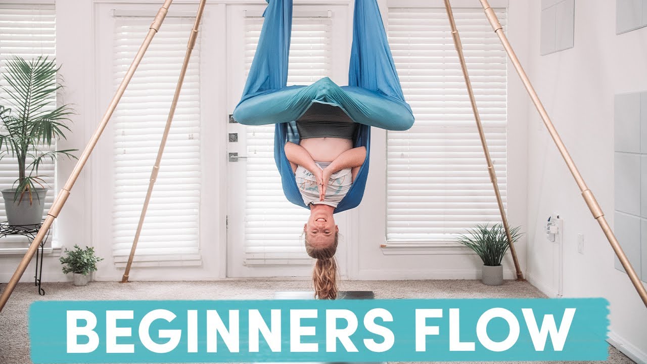Aerial Yoga Beginner's Class  5 Pose Open Hammock Flow 