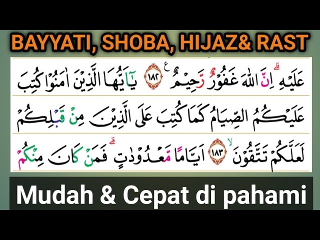 Belajar Bayyati, Shoba, Hijaz & Rast Pada Surah Al Baqarah 183 - 185 class=