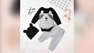 Three Pieces Tractorpanda Print Baby Boy Set Bodysuit Pants Hat 210630926 Wholesale
