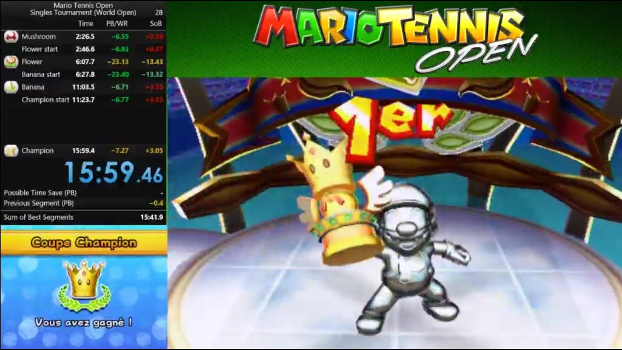 [Former WR] Mario Tennis Open - World Open Singles speedrun in 15:59