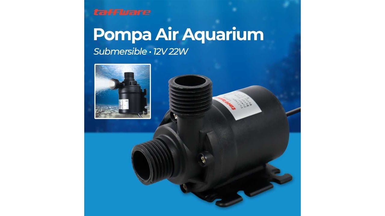 Taffware Pompa Air Aquarium Ikan Submersible Pump 12V 22W - 12V5M - OMHZTLBK