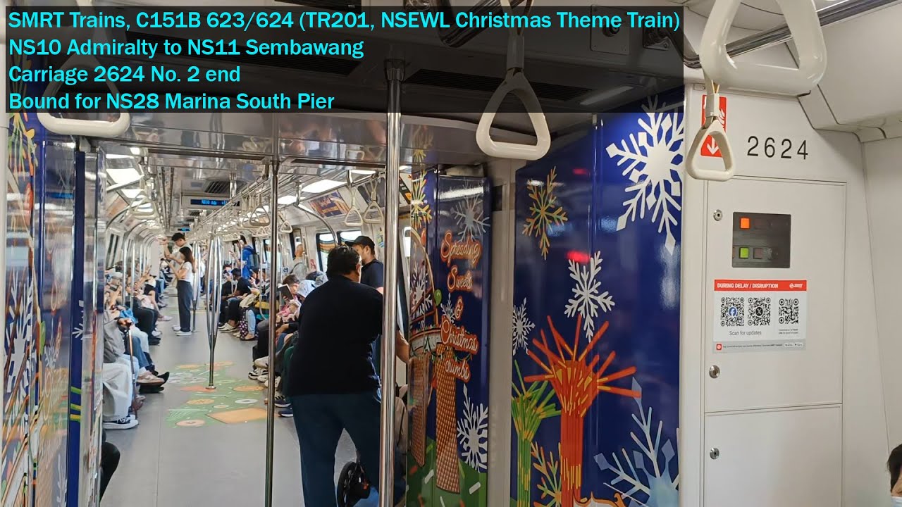 [2025 NSEWL Christmas Themed Train] SMRT Trains - Joyride on C151B 623/624 from NS10 ADM → NS11 SBW
