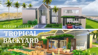 The Sims 4 Stop motion build || Modern house with glasswalls and tropical backyard || Part 1