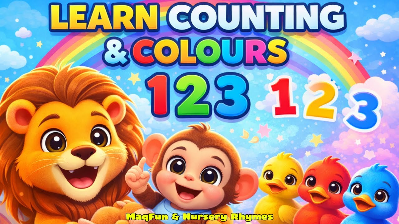 Learn Counting & Colours with Lion, Monkey & Ducks | Fun Kids Song | MaqFun & Nursery Rhymes
