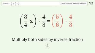 Solve x/2+x/4=5/6: Linear Equation Video Solution | Tiger Algebra