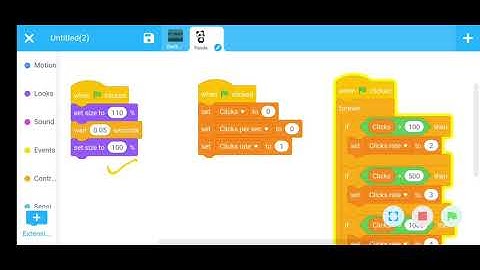 "Crazy click game "using scratch language in mBlock app