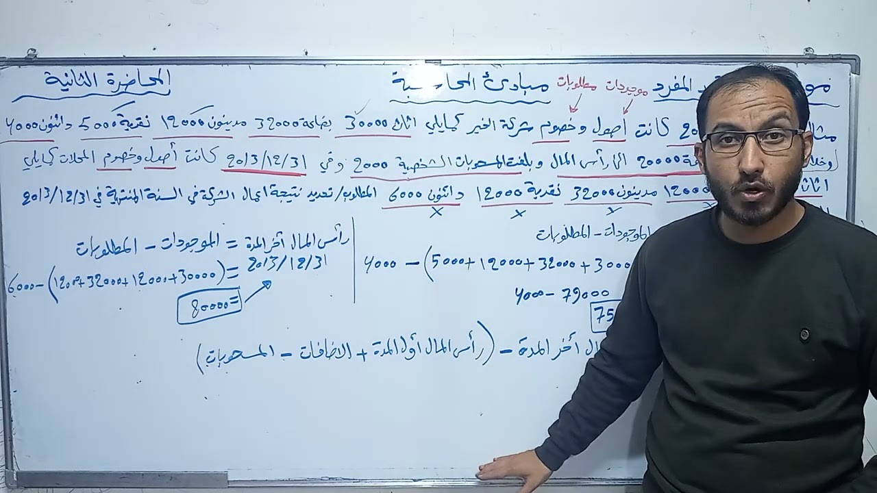 مبادئ المحاسبة - القيد المفرد - المحاضرة الثانية