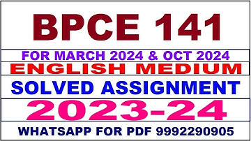 bpce 141 solved assignment 2023-24 | bpce 141 solved assignment in english 2024 | bpce 141 2024