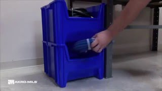 Akro-Mils Stak-N-Store Plastic Part Bins organize heavy, bulky items