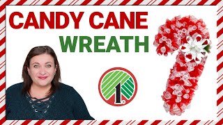 CANDY CANE CURLY DECO MESH CHRISTMAS WREATH | DOLLAR TREE WREATH FORM | EASY WREATH DIY TUTORIAL