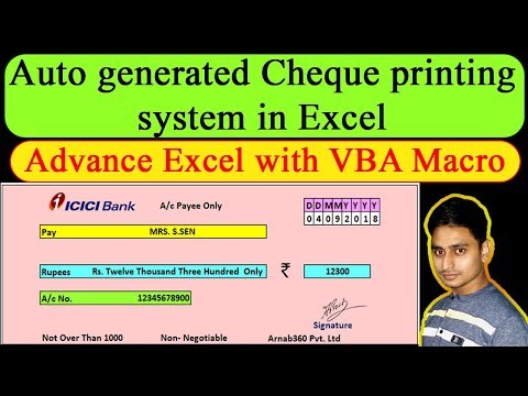 Auto generated Cheque & Printing System in Excel || Advance Excel VBA Ma...