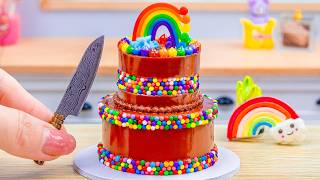 🍫🌈 Rainbow Chocolate Cake Decorating | Colorful Mini Cake | Mini Bliss