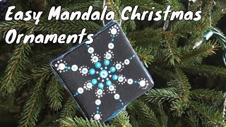 Easy dot mandala canvas snowflake Christmas ornaments