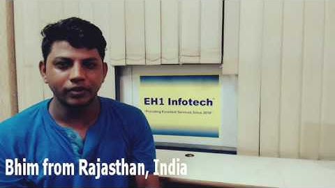 Bhim Gujjar  from Rajasthan, India giving Training Feedback about EH1-Infotech Cybersecurity