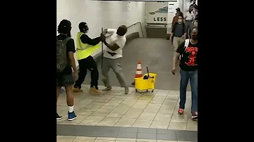 Homeless Man POOPS In MOP Bucket In NYC Subway