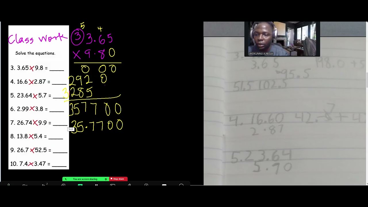 Grade 4 Math Multiplying Decimals