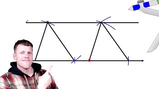 Constructing a parallel line through a point (triangle method)