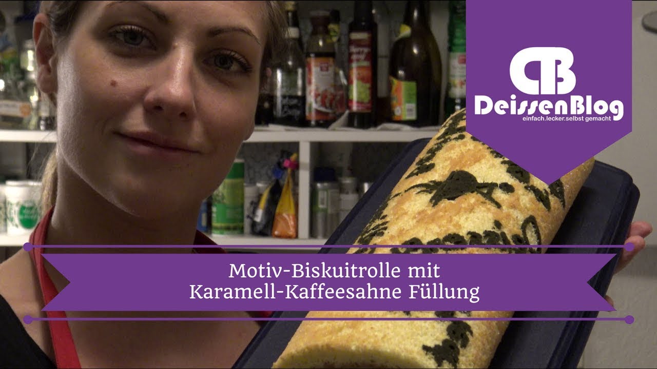 Motiv-Biskuitrolle mit Karamell-Kaffeesahne Füllung | DeissenBlog - YouTube Motiv-Biskuitrolle mit Karamell-Kaffeesahne Füllung | DeissenBlog - YouTube