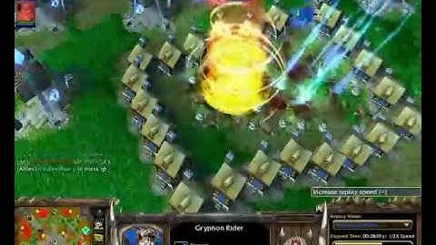 Warcraft 3 replay Blizzard + Flamestrike kills massed critters