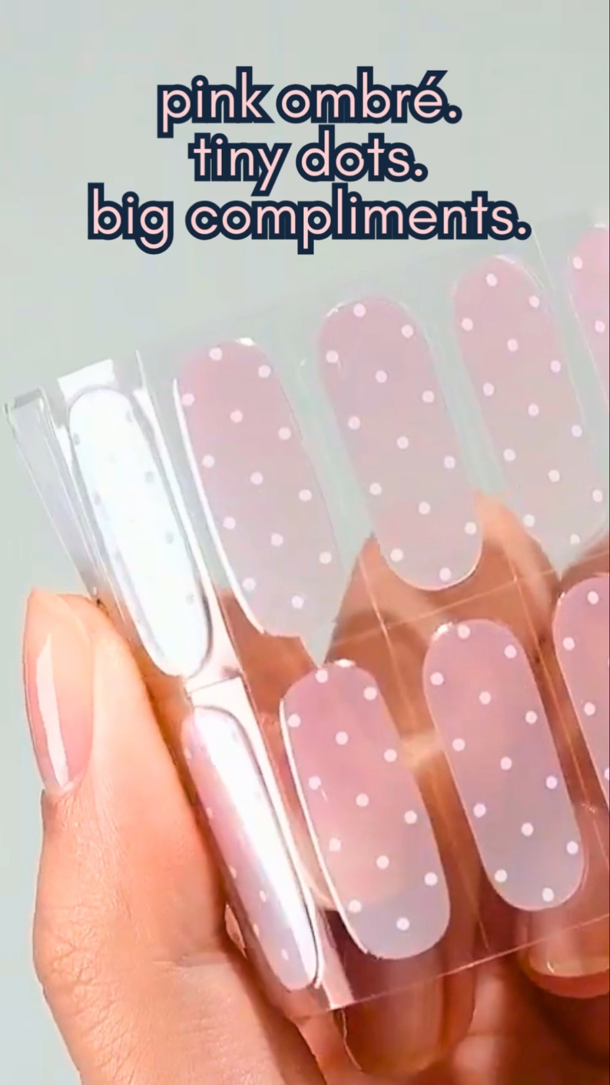 Polka Ombre Semi-Cured Gel Nail Strips applied on real nails