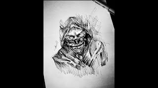 Drawing Scorpion - Mortal Kombat (Quick Sketch) || Semi - Realistic Portrait || #shorts