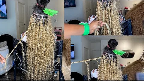VERY DETAILED KNOTLESS GODDESS BOX BRAIDS/ USING HUMAN HAIR blonde | WAIST LENGTH #bohoboxbraids