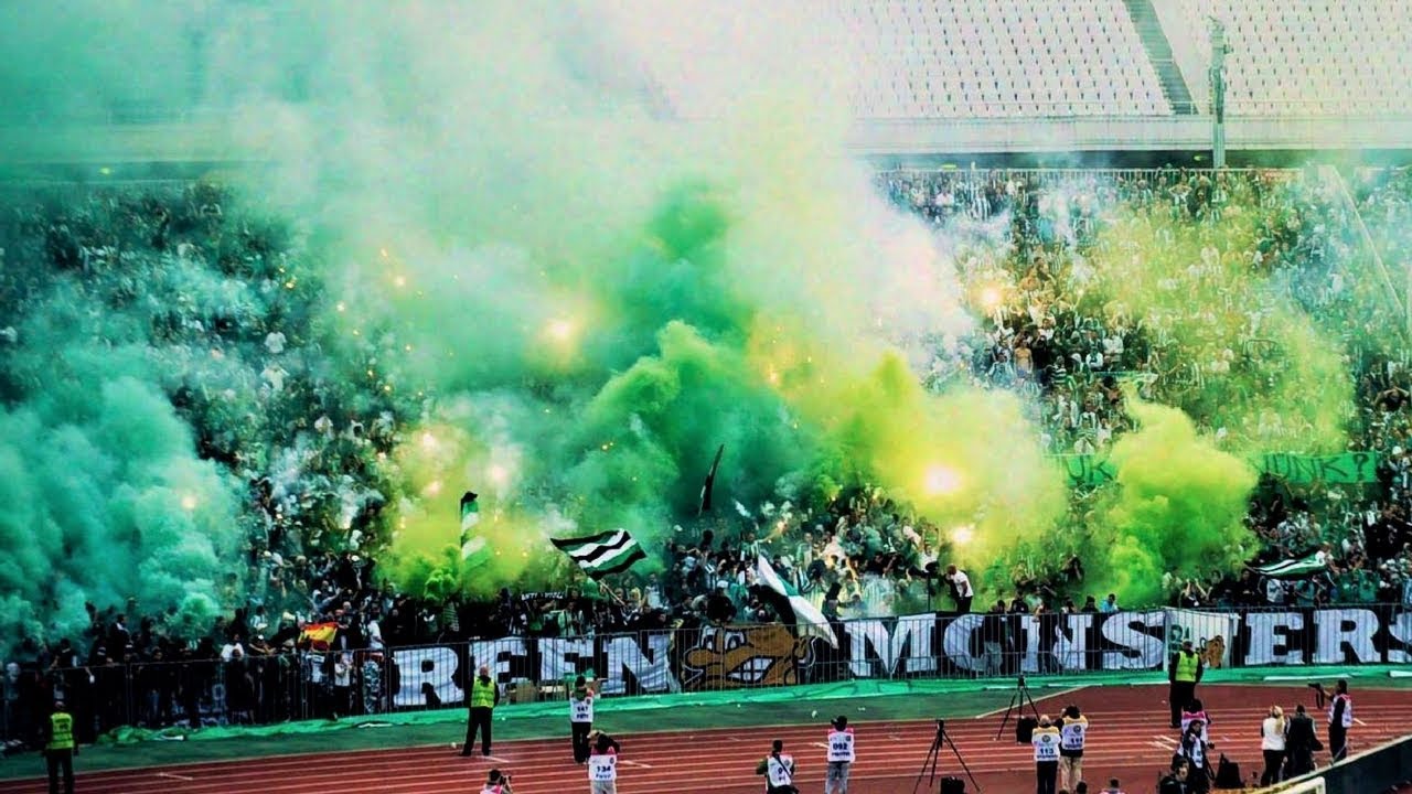 The ultras of Ferencvarosi TC show a banner with text We hate News  Photo - Getty Images