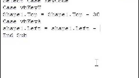 Visual Basic 6.0, Moving an object on screen using keys