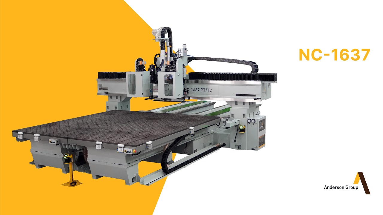 NC-1637 PT 4 Axis Twin-Table Router - YouTube