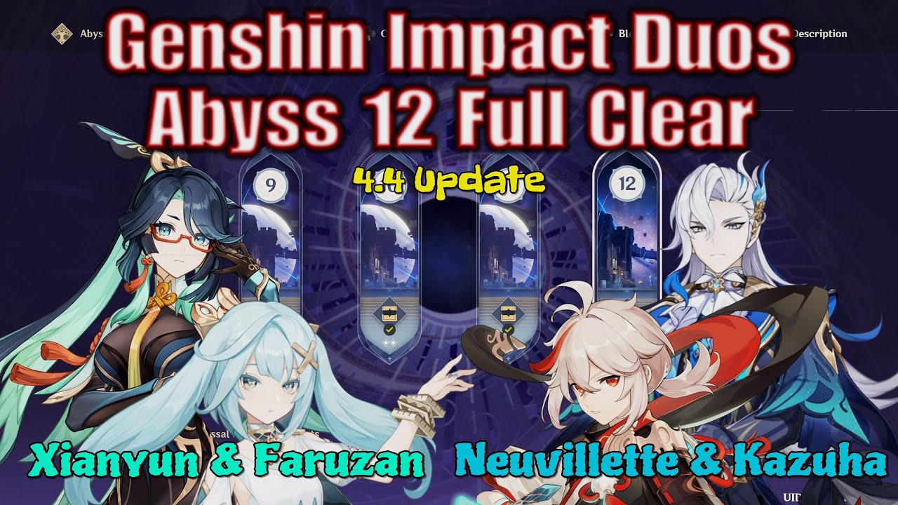 Spiral Abyss 12 DUO (4.4) - Xianyun & Faruzan - Neuvillette & Kazuha ...