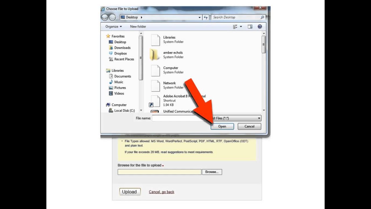 Uploading a file on YouTube