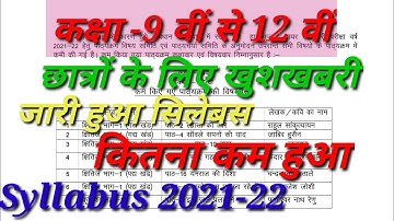 mp board reduced syllabus 2021-22| reduced syllabus 2022 class 9th to 12th|reduce syllabus mp board