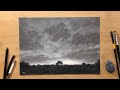 Cloudy sunset  landscape in charcoal