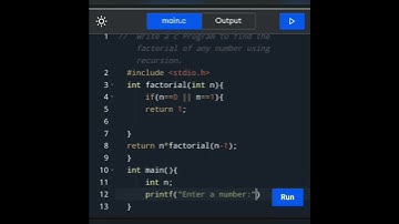 How to write a c Program to find the factorial of any number using recursion.