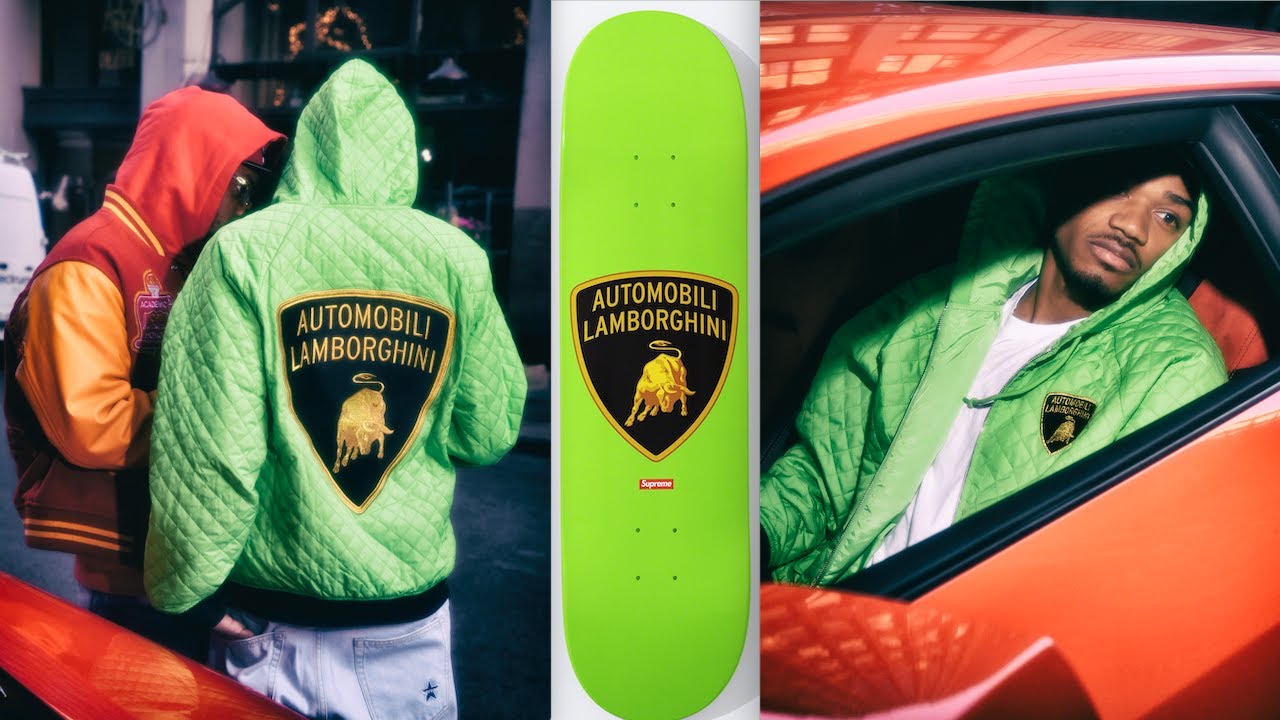 Supreme Lamborghini Collab In Full Video Supreme Hoodie Lamborghini  Skateboard Video Drop Carjam TV