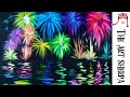 EASY PEASY fireworks over water Acrylic painting tutorial for beginners The Art Sherpa
