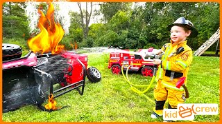 Firefighter crash rescue with kids power wheel fire truck. Educational vehicle entry | Kid Crew by Kid Crew 1,858,353 views 7 months ago 7 minutes, 54 seconds