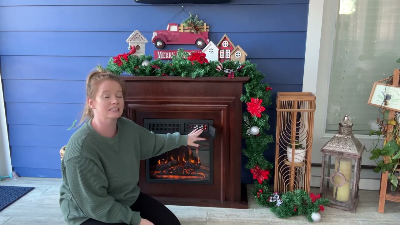 R.W.FLAME 36" Electric Fireplace Mantel | Freestanding TV Stand with Remote Control