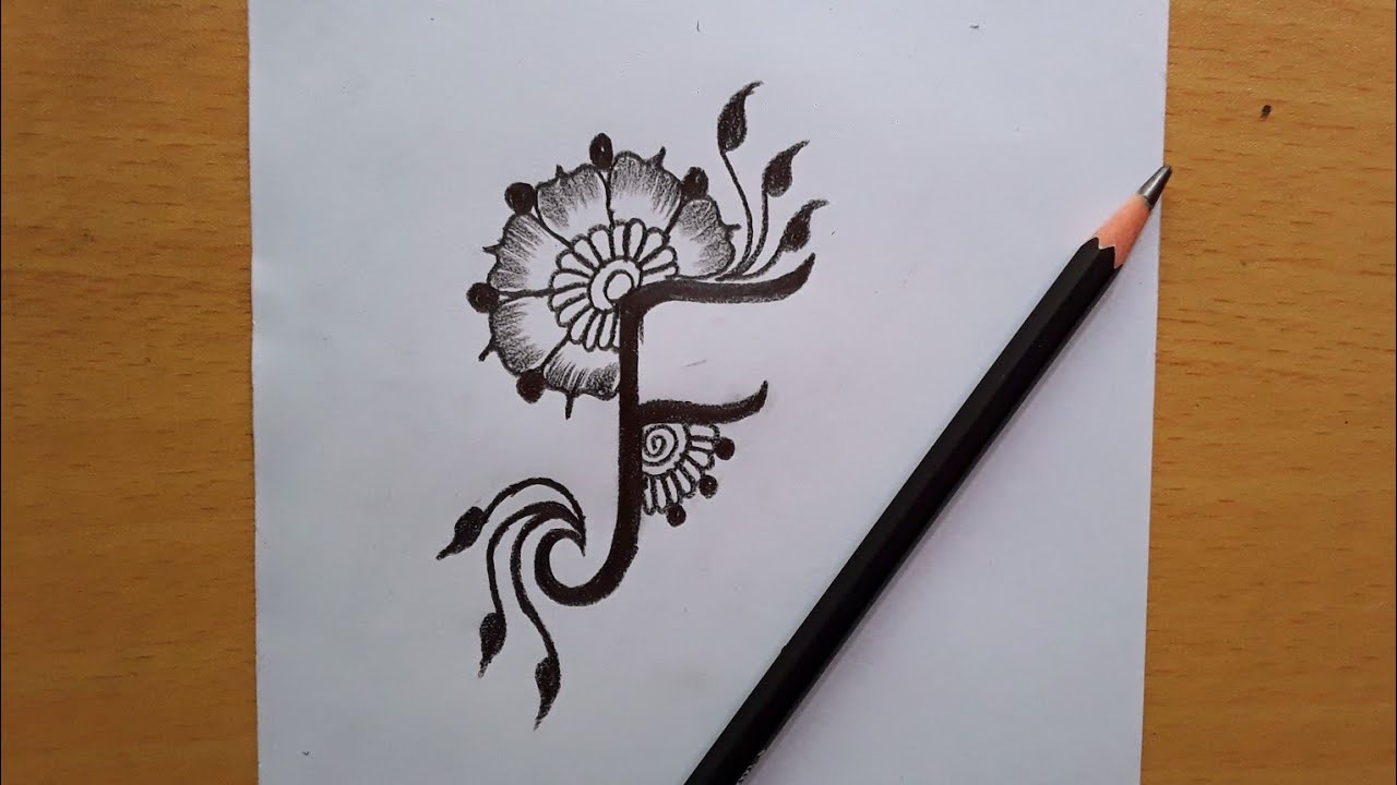 How to draw F letter design tattoo with pencil || easy pencil drawing step by step for beginners
