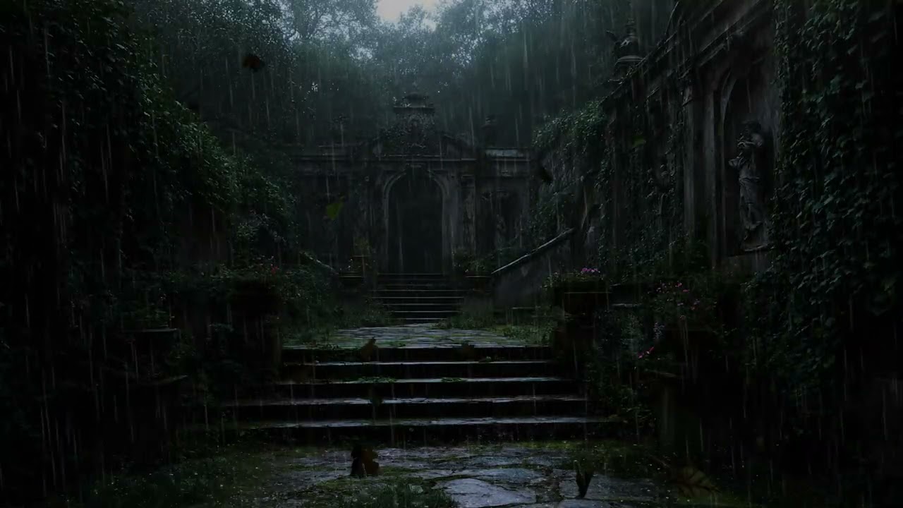 Rain Sounds for Sleep 🌧️ Peaceful Night Rain in a Hidden Garden with Black Screen, No Thunder