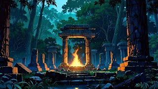 🌙 Ethereal Temple at Night 🔥 – Spiritual Anime Ambience for Sleep, Study & Peace (1 Hour)
